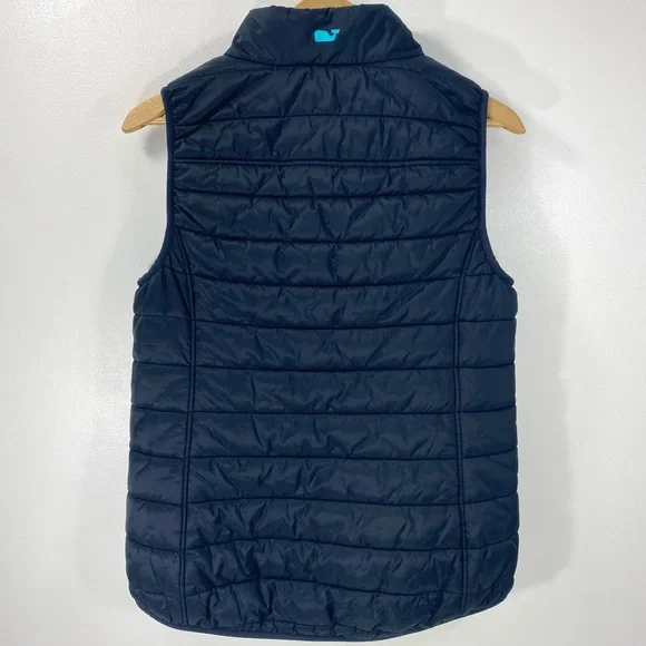 Vineyard Vines Quilted Navy Blue Turquoise Aqua Mountain Weekend Puffer Vest S - Picture 3 of 12